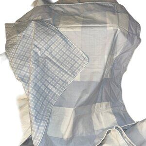 Yves delorme paris made in France blue reversible Gingham Patchwork Euro Sham